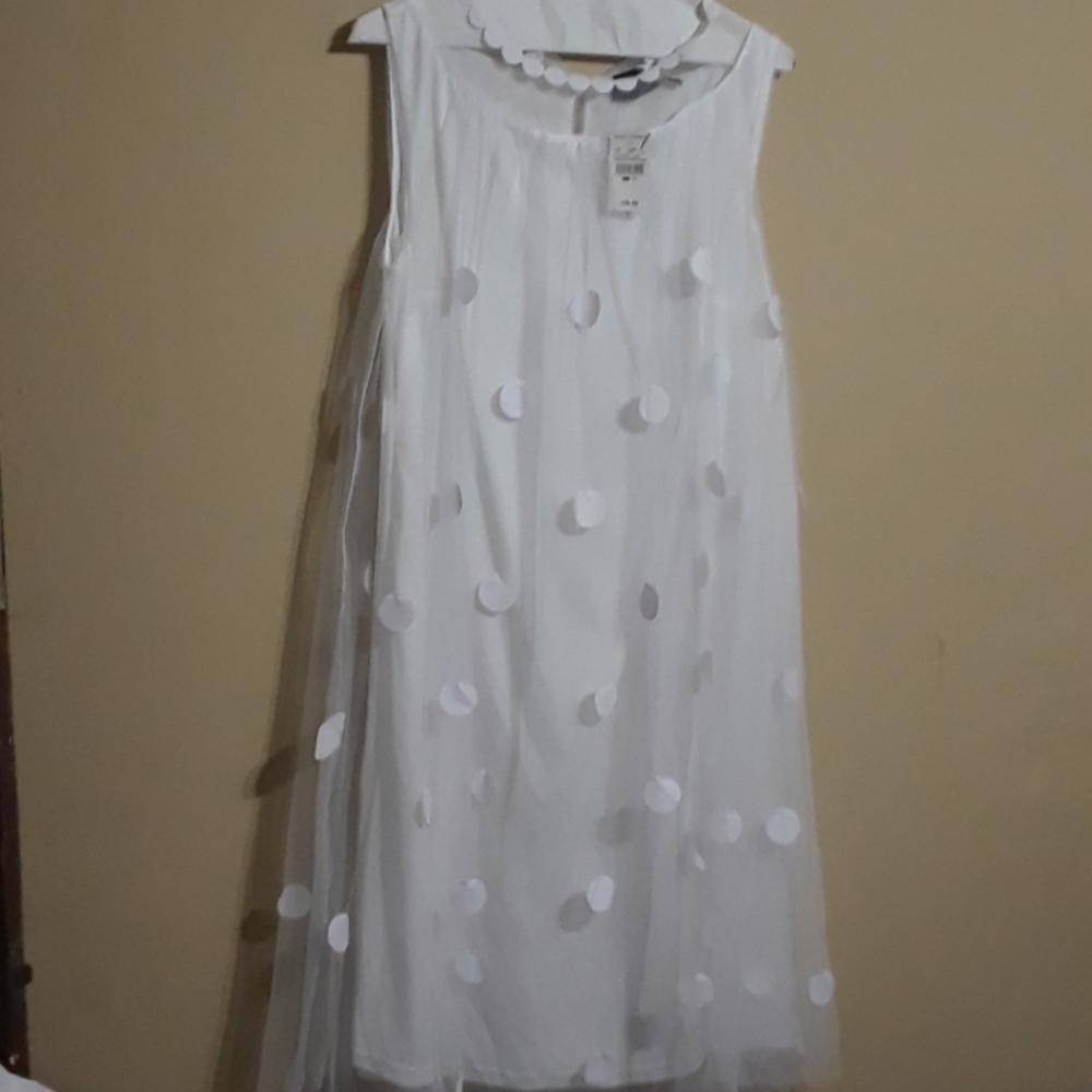 Ashley Stewart White Polka  Dot Dress